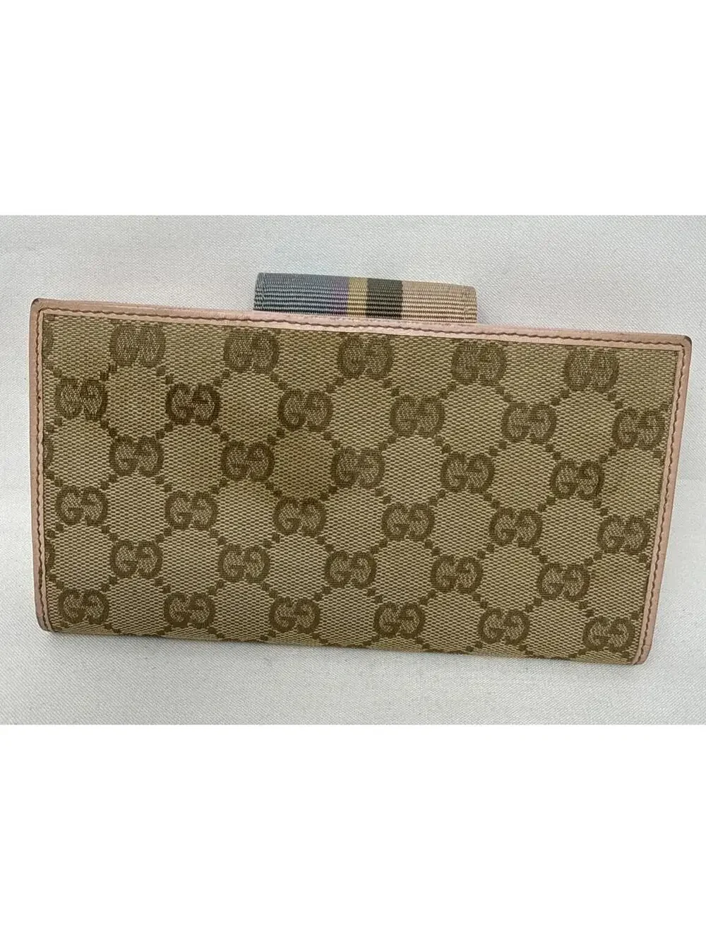 Vintage Gucci GG Canvas & Pink Leather Trim Continental Wallet - Picture 2 of 15